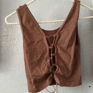 Coral, open chest tank top
